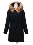 Long Cotton-padded Jacket Wool Collar Hat Lamb Cashmere