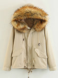 Large Fur Ccollar With Hat Cotton-padded Jacket