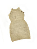 Sleeveless Knit Button Bodycon Mini Dresses