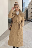 Extended Over-the-knee Padded Hooded Cotton Coat