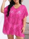 Plus Size Sexy Cover Up Beachwear Lace Cut-Out Beach Dress