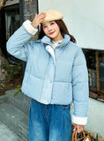 Collar Lamb Wool Splicing Loose Cotton-padded Coat