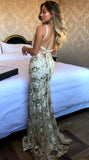 Strappy V-Neck Backless Sequin Lace-Up Wedding Dresses