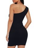 One Shoulder Sleeveless Bodycon Mini Dresses