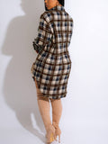 Long Sleeve Plaid Shirt Mini Dresses