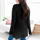 Cable Knit Dual Pocket Drop Shoulder Cardigan