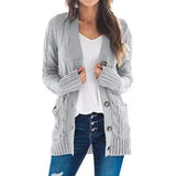 Cable Knit Dual Pocket Drop Shoulder Cardigan