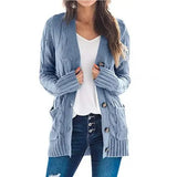 Cable Knit Dual Pocket Drop Shoulder Cardigan