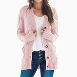 Cable Knit Dual Pocket Drop Shoulder Cardigan