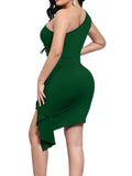 One Shoulder Sleeveless Bodycon Mini Dresses