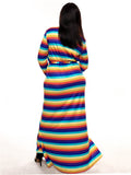 Plus Size Two Piece Rainbow Open Front Cardigan Dresses Sets