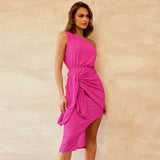 One Shoulder Strap Hip Wrap Dress