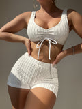 New Smocked Vest Style Split Swimsuits