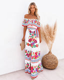 One Shoulder Printed Long Hem Dress