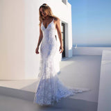 V-Neck White Strapless Evening Dress