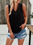 Sleeveless Solid Color V-Neck Tops