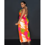 Backless Tie-Dress with Print