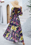 V-Neck Printed Waist Dresses