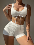 New Smocked Vest Style Split Swimsuits