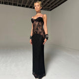Lace See-Through Strap Banquet Evening Dress