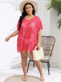 Plus Size Sexy Cover Up Beachwear Lace Cut-Out Beach Dress