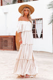 Boat Neck Off-Shoulder Bohemian Holiday Dress