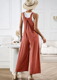 Solid Color Overalls Loose Wide-Leg Jumpsuits