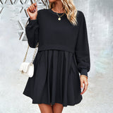 Long Sleeve Contrast Color Dresses