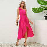 One Shoulder Bow Knot Sling Irregular Dress