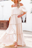 Boat Neck Off-Shoulder Bohemian Holiday Dress