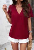 V-Neck Jacquard Tops