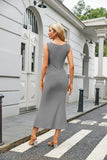 Square Neck Cap Sleeve Bodycon Fishtail Maxi Dress