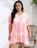 Plus Size Sexy Cover Up Beachwear Lace Cut-Out Beach Dress