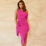 One Shoulder Strap Hip Wrap Dress