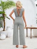 2 Piece Round Neck Short Sleeved Knit Top+Pants Sets