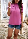 Solid Color Round Neck Short Sleeve Top