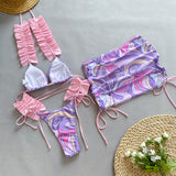 Ruffled Hem Bikini Three Piece Set