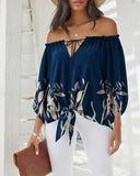 Casual One-word Shoulder Strap Blouse