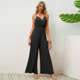 V-Neck Camisole Pleated Jumpsuits