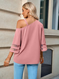 Solid Color Metal Buckle Shoulder Blouses