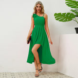 One Shoulder Bow Knot Sling Irregular Dress