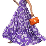 Violet Printed Sleeveless Waist Swing Dresses