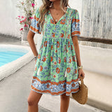 Printed Short-Sleeved Dresses