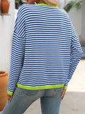 Crew Neck Striped Long Sleeve Casual Sweater