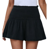 Solid High Waist Pleated Shorts