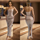 One-Shoulder Rhinestone Sleeveless Dress