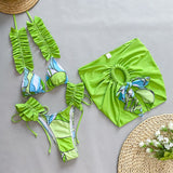 Ruffled Hem Bikini Three Piece Set