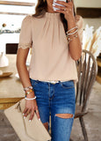 Solid Color Round Neck Short Sleeve Top