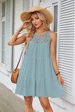 Hollow Lace Stitching Halter Neck A-Line Dress