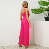 V-Neck Camisole Pleated Jumpsuits